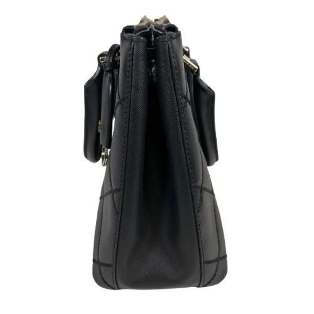 Tory Burch Robinson Black Wild Stitch Leather Double Zip Tote Shoulder Bag Purse